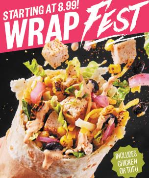 Welcome to Wrapfest:  Enjoy Wraps Starting at $8.99