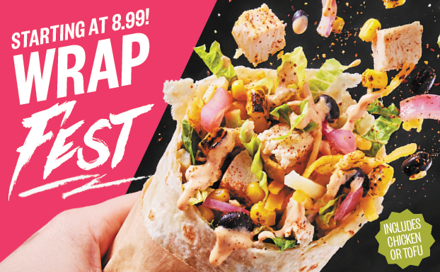 Welcome to Wrapfest:  Enjoy Wraps Starting at $8.99
